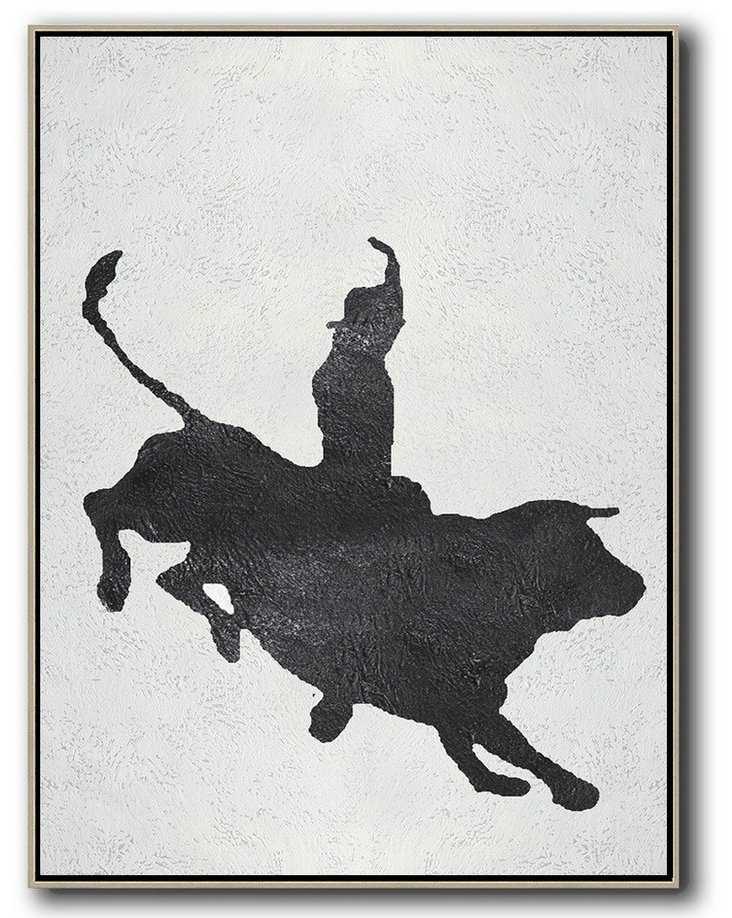 Big Art Canvas,Black And White Minimal Painting On Canvas - Abstract Oil Painting